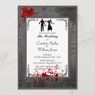 Zombie Gothique Élégant Mariage Invitation
