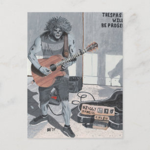 Zombie Guitar Musicien de rue Imaginaire Art Carte