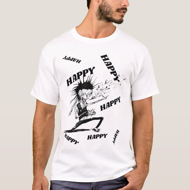 ZOMBIE HEUREUX, T-SHIRT BLANC HOMME (Devant)