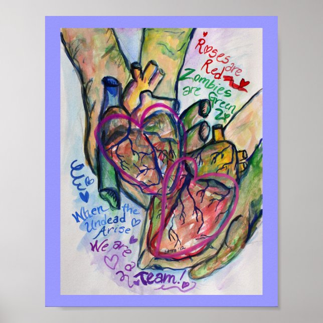 Zombie Love Poem Peinture Art Imprimer Posters (Devant)