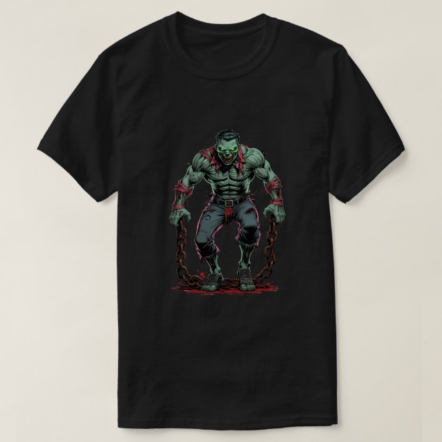 Zombie Musculaire avec Chaînes - Design de T-shirt (Design devant)