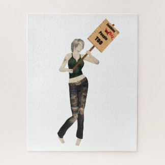 Zombie Pin Up Girl Protest I Jigsaw Puzzle