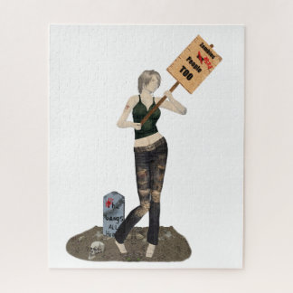 Zombie Pin Up Girl Protest II Jigsaw Puzzle