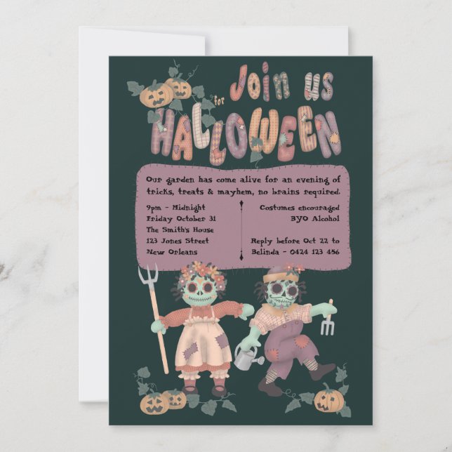 Zombies Poupées de Chiffon - Invitation Halloween (Devant)