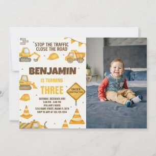 Zone de construction Anniversaire Invitation avec 