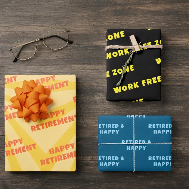 Zone de travail amusant sans papier cadeau pour re (Happy Retirement gift wrap just for you)