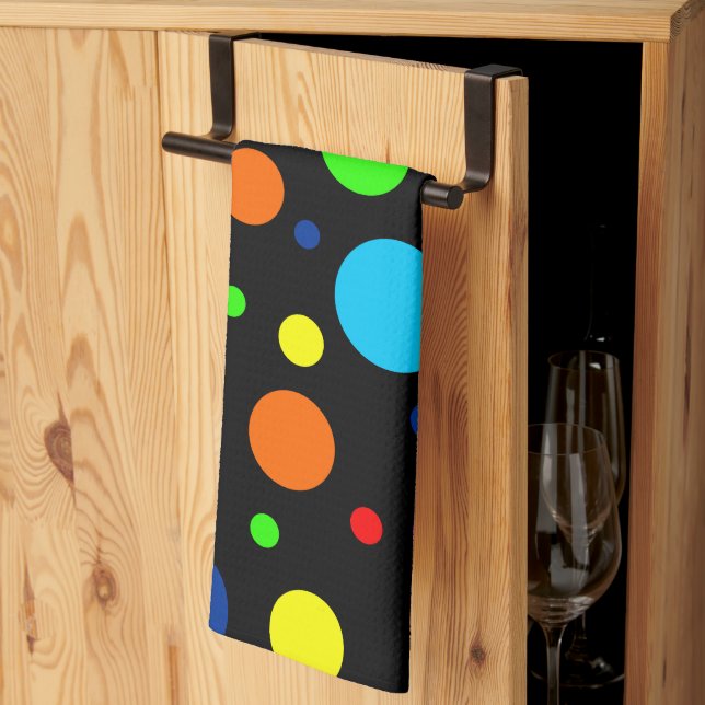 Zones Arc-en-ciel Noir Serviette de cuisine (Pliage en tiers)