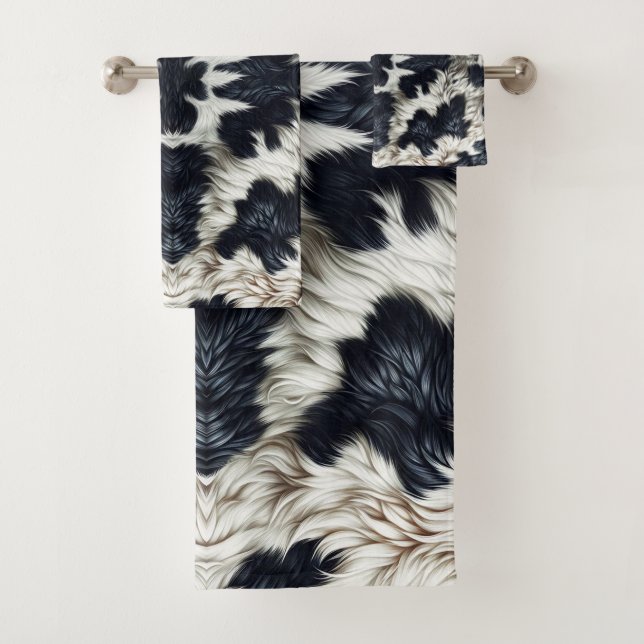 Zones de vache noir et blanc Aspect de fourrure (En situation)