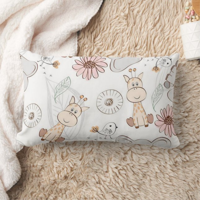 Zoo Amis Lumbar Coussin 13" x 21" (Couverture)