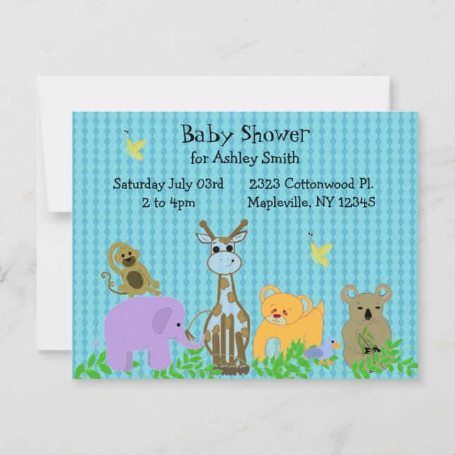 Zoo Animal Baby shower Invitation (Devant)