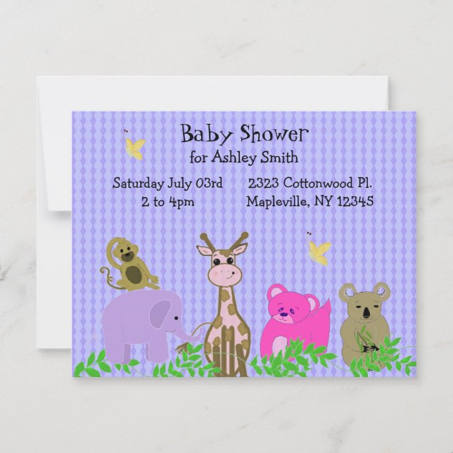 Zoo Animal Baby shower Invitation (Devant)
