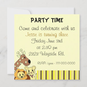 Zoo Animal Party Invitation
