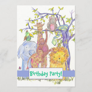 Zoo Animaux Anniversaire Fête Invitation