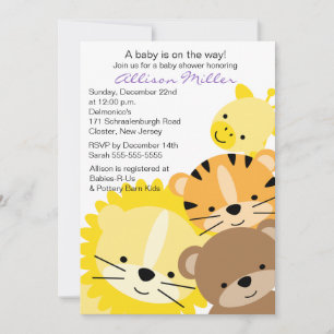 Zoo Animaux Baby shower Invitation