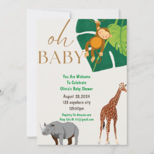 Zoo animaux baby shower invitation
