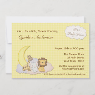 Zoo Animaux, Chèques Jaunes, Invitation Baby showe