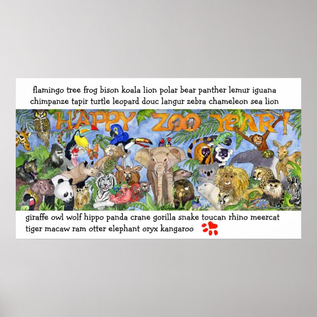 Zoo Animaux Enfants Poster d'art mural Imprimer (Devant)