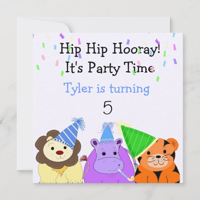 Zoo Animaux Fête Invitation (Devant)