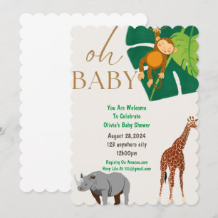 Zoo animaux garçon baby shower invitation