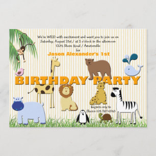 Zoo Animaux Invitation à la fête d'anniversaire
