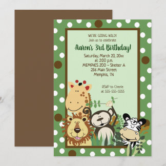 Zoo Crew Jungle Animaux Anniversaire Invitation