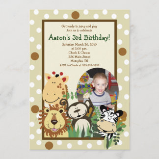 ZOO CREW Jungle *PHOTO* INVITATION ANNIVERSAIRE 5x