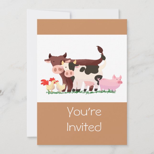 Zoo de la ferme animal d'anniversaire Invitation d (Devant)
