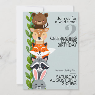Zoo des bois Animaux Invitation d'anniversaire