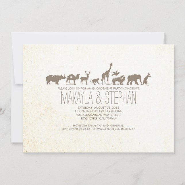 Zoo Safari Engagement Party Invitation (Devant)