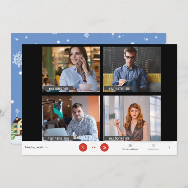 Zoom Réunion Noël Photo Funny CARTE de vacances (Devant / Derrière)