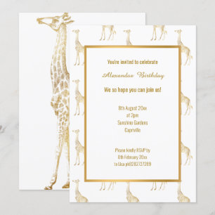 ZOOM THEMED GOLD GIRAFFE ANNIVERSAIRE INVITATION