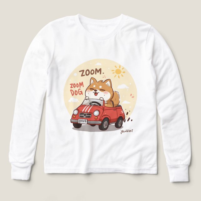 Zoom Zoom Fox Kids T-Shirt – Cute Animal Car Desig (Motif recto)