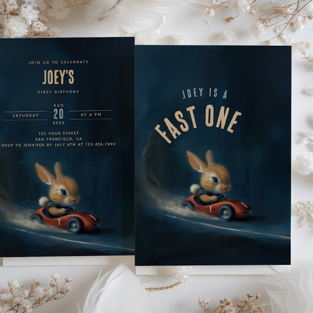 Zooming Bunny - Invitation pour la première fête d (Créateur téléchargé)
