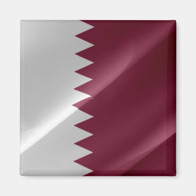 zQA002 agitant le DRAPEAU Qatari Qatar, Aimant fri (Devant)