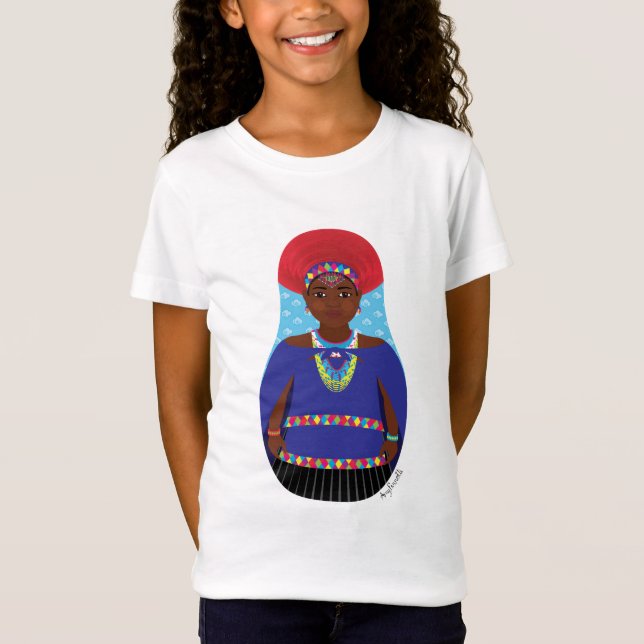 Zulu, T-shirt filles sud-africaines de Matryoshka (Devant)