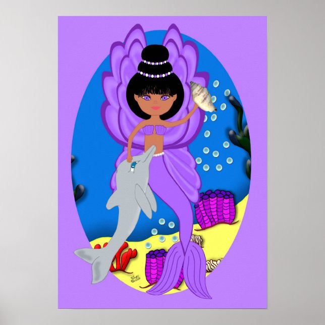 Zuri the Purple Merfaery and Dolphin Poster (Devant)