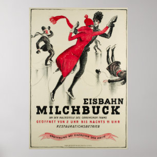 Zürich, Poster vintage Eisbahn Milchbuck