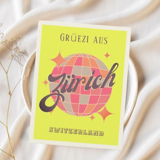 Zurich Zürich Suisse néon disco Carte postale (Créateur téléchargé)