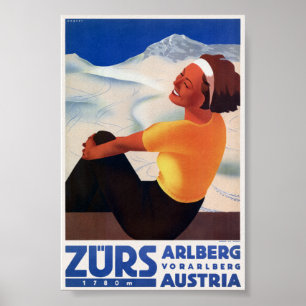 Zürs Autriche Affiche Vintage 1935